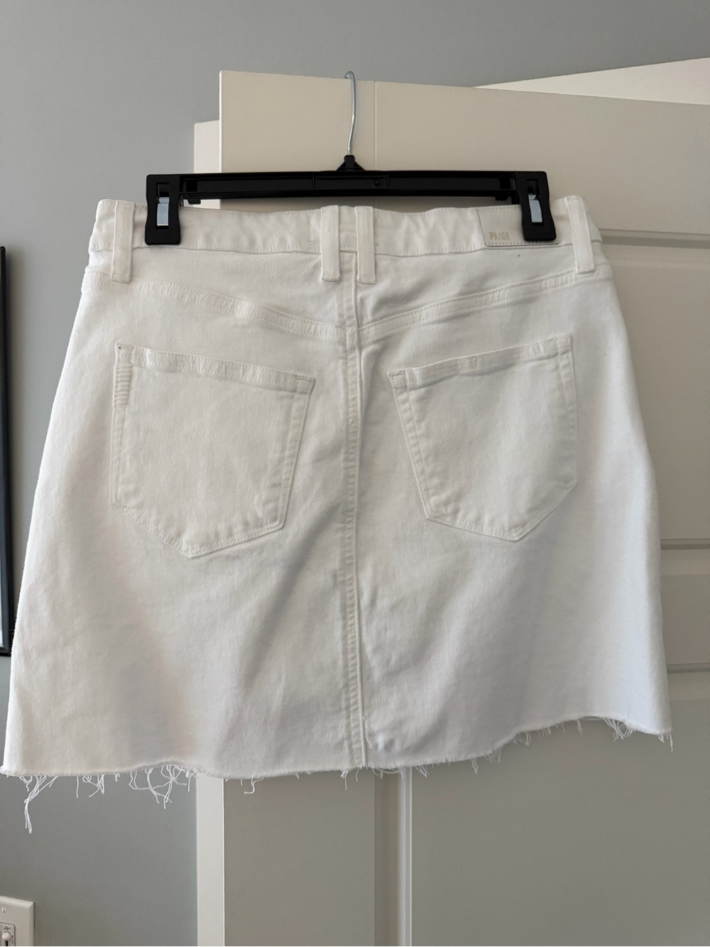 PAIGE White Raw-Hem Denim Mini Skirt - Picture 2 of 2